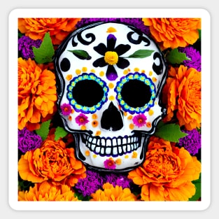 Sugar Skull Marigolds Sticker